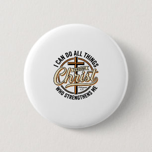 Christian Philippians 4_13 Vintage Quote Shirt Des 6 Cm Round Badge