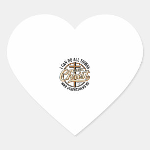 Christian Philippians 4_13 Vintage Quote Shirt Des Heart Sticker