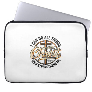 Christian Philippians 4_13 Vintage Quote Shirt Des Laptop Sleeve
