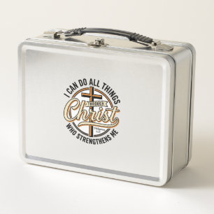 Christian Philippians 4_13 Vintage Quote Shirt Des Metal Lunch Box