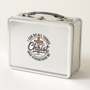 Christian Philippians 4_13 Vintage Quote Shirt Des Metal Lunch Box