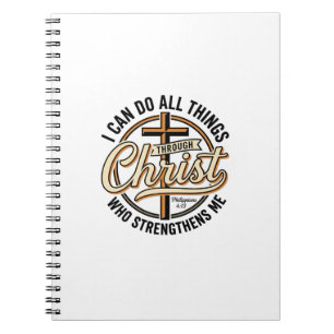 Christian Philippians 4_13 Vintage Quote Shirt Des Notebook