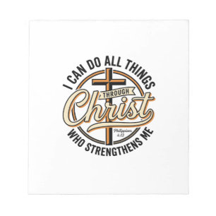 Christian Philippians 4_13 Vintage Quote Shirt Des Notepad