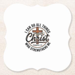 Christian Philippians 4_13 Vintage Quote Shirt Des Paper Coaster