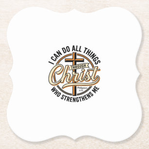 Christian Philippians 4_13 Vintage Quote Shirt Des Paper Coaster