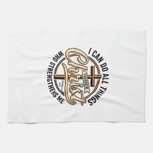 Christian Philippians 4_13 Vintage Quote Shirt Des Tea Towel