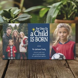 Christian Photo - Christmas blue dots Holiday Card