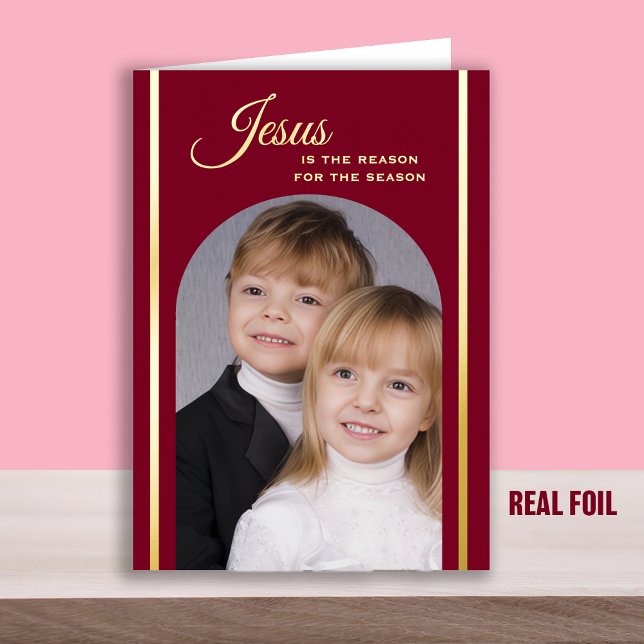 Christian Photo Christmas Gold Foil Card (Creator Uploaded)