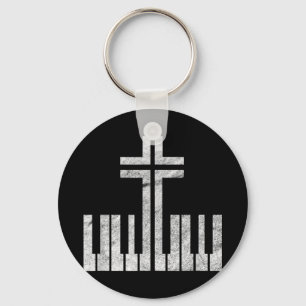 Christian Piano Cross Keyboard Pianist God Jesus M Key Ring