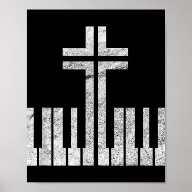 Christian Piano Cross Keyboard Pianist God Jesus M Poster (Front)