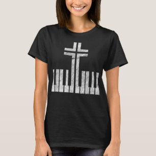 Christian Piano Cross Keyboard Pianist God Jesus M T-Shirt