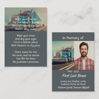 Christian Pic Keepsake Semi Truck Tractor Trailer Business Card