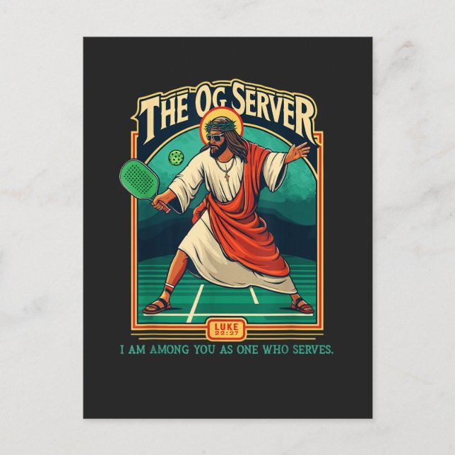 Christian Pickleball Jesus Invitation Postcard (Front)