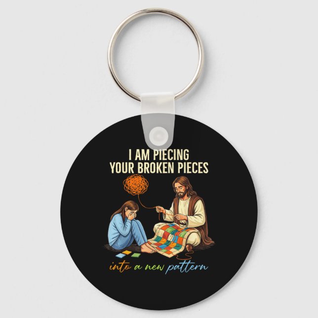 Christian Piecing Broken Pieces Into A New Pattern Key Ring (Front)