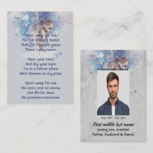 Christian Pocket Keepsake Memorial Wolf Business Card