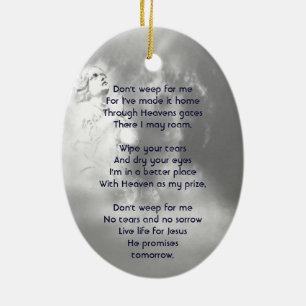 Christian Poem Memorial Keepsake Angel Sky Clouds  Ceramic Tree Decoration