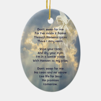 Christian Poem Memorial Keepsake Angel Sky Clouds  Ceramic Tree Decoration
