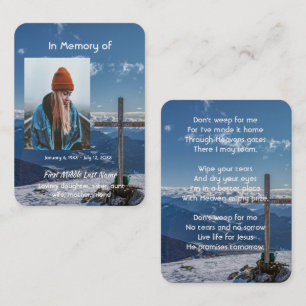 Christian Poem Memorial Keepsake Crucific Cross Business Card
