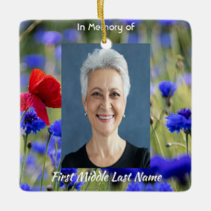 Christian Poppy Cornflower Meadow Memorial  Ceramic Ornament