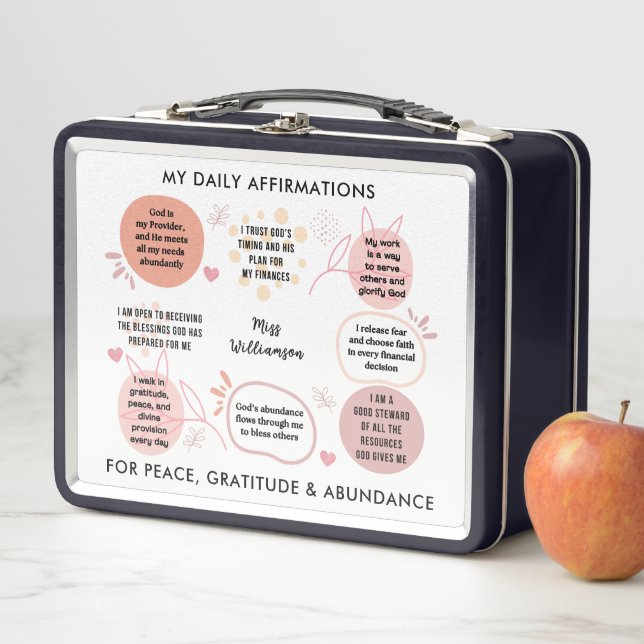 Christian Positive Daily Affirmations Teacher Metal Lunch Box (In Situ)