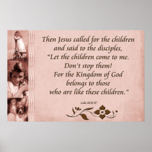 Christian Poster or Print Scripture Luke 18:15-17