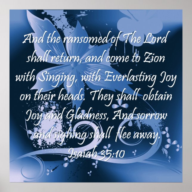 Christian Poster with Bible Verse Isaiah 35:10 (Front)