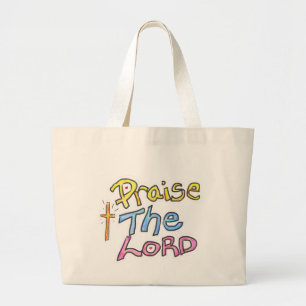 Christian ‘Praise the LORD’ with Cross Large Tote Bag