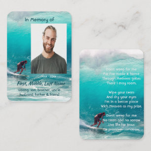 Christian Prayer Card Keepsake Wave Surfer Water