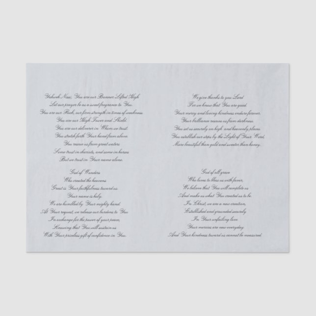 Christian Prayer Decoupage Tissue Paper (Front)