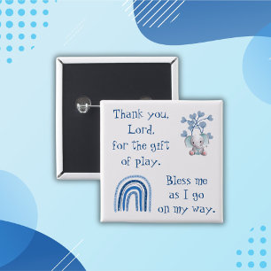 Christian Prayer for kids Blue   15 Cm Square Badge