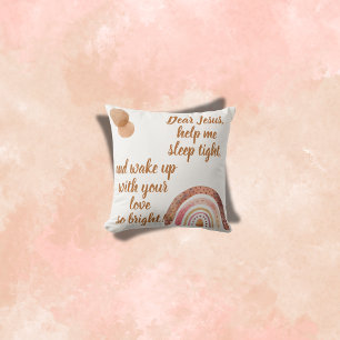Christian Prayer for kids Brown & Pink Cushion