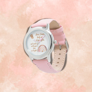 Christian Prayer for kids Brown & Pink Watch