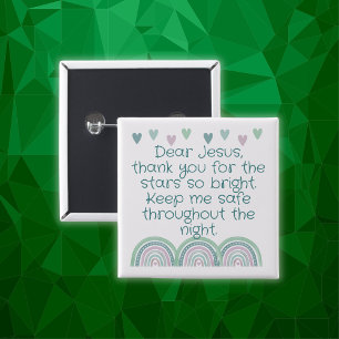 Christian Prayer for kids Green & Pink 15 Cm Square Badge