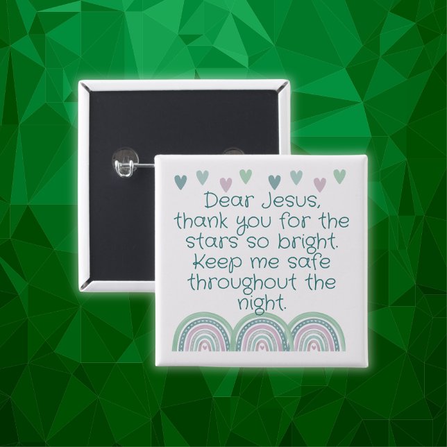 Christian Prayer for kids Green & Pink | 15 Cm Square Badge (Creator Uploaded)