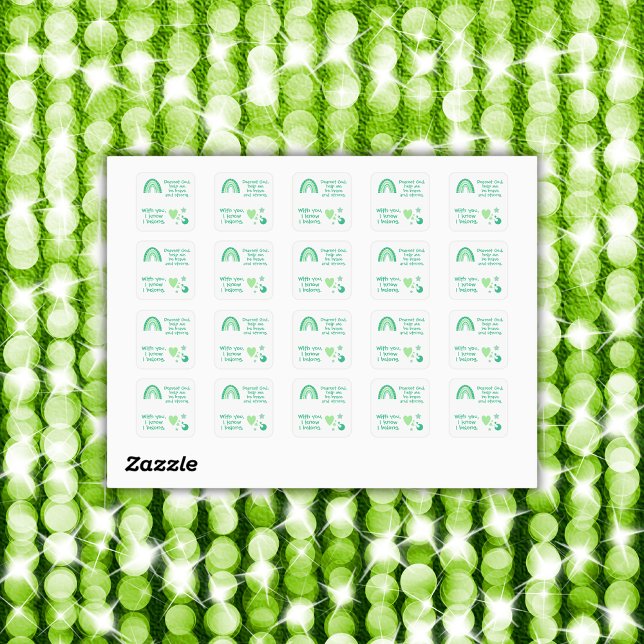 Christian Prayer for kids Green | Square Sticker (Creator Uploaded)