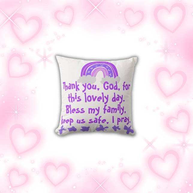 Christian Prayer for kids Purple & Pink | Cushion (Creator Uploaded)