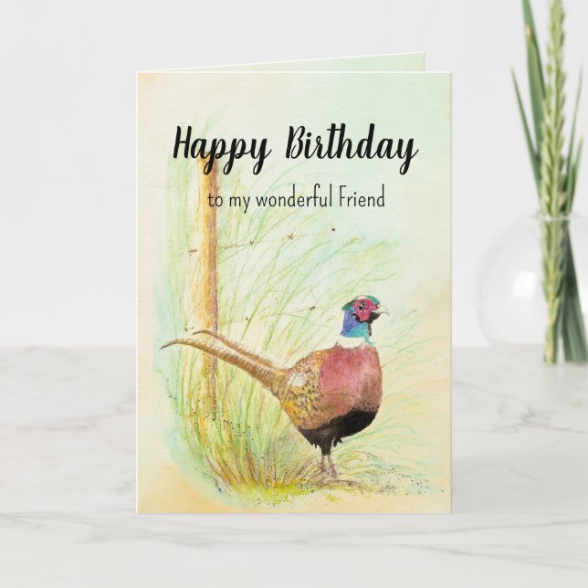Christian Prayer Friend Birthday Pheasant Gamebird Holiday Card (Front)