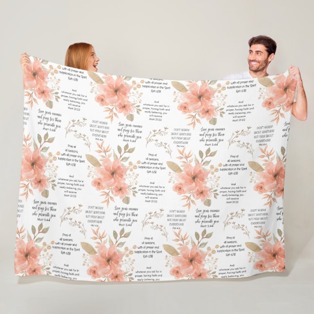 Christian PRAYER Peach Floral Fleece Blanket (In Situ)