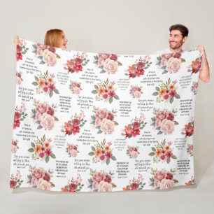 Christian PRAYER Peach Floral Fleece Blanket