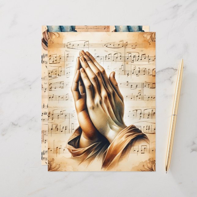 Christian Prayer Vintage Scrapbook Paper (Front/Back In Situ)