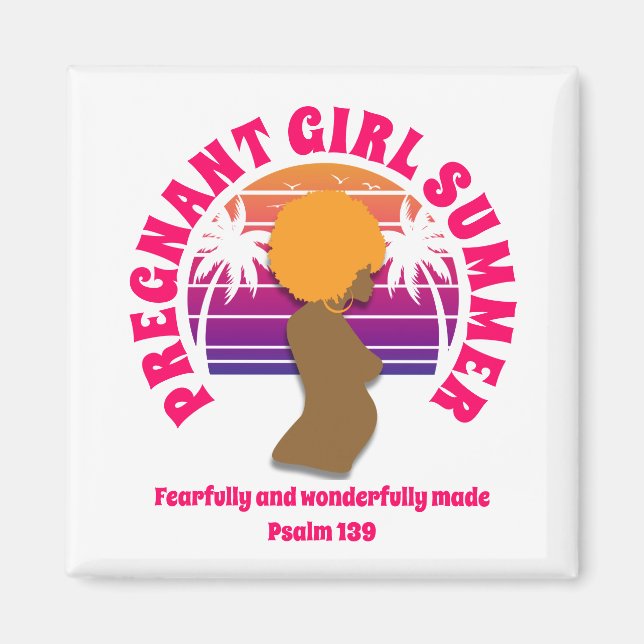 Christian PREGNANT GIRL SUMMER Afro Queen Magnet (Front)