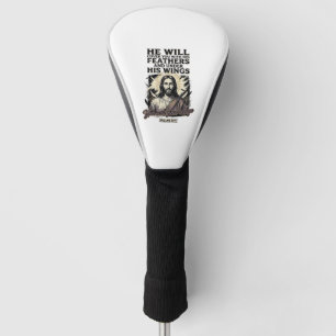 Christian Psalm 91_4 Jesus Vintage Engraving Shirt Golf Head Cover