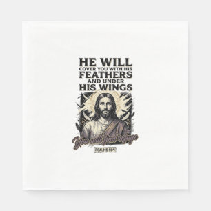 Christian Psalm 91_4 Jesus Vintage Engraving Shirt Napkin
