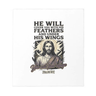 Christian Psalm 91_4 Jesus Vintage Engraving Shirt Notepad