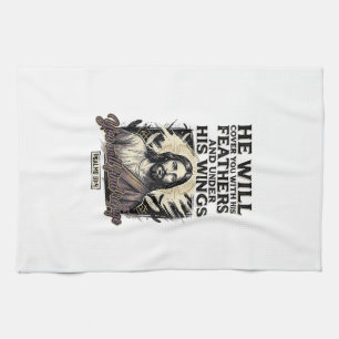 Christian Psalm 91_4 Jesus Vintage Engraving Shirt Tea Towel
