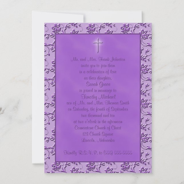 Christian Purple Power Wedding Invitation (Front)