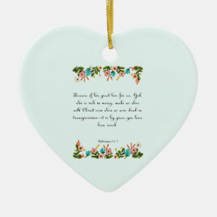 Christian Quote Art - Ephesians  2:4-5 Ceramic Tree Decoration