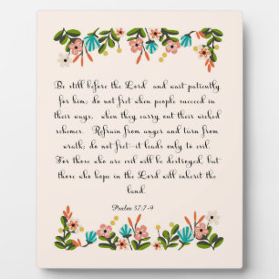 Christian Quote Art - Psalm 37:7-9 Plaque