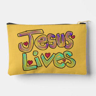 Christian Quote ‘Jesus Lives’ Bright Yellow Accessory Pouch