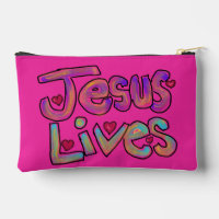 Christian Quote ‘Jesus Lives’ Floral on Pink